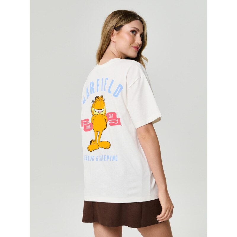 Sinsay - Bavlněná košilka s potiskem Garfield - krémová