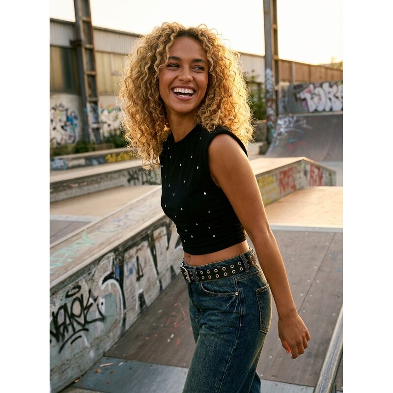 Sinsay - Crop top - černá 100730772