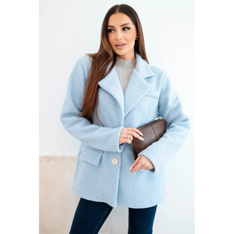 K-Fashion Dámská bunda z měkkého beránka s límcem modrá 113414992
