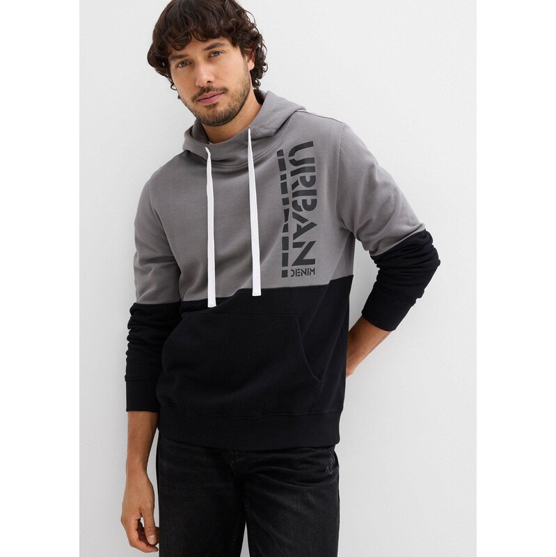 bonprix Mikina s kapucí, Slim Fit černá Muž