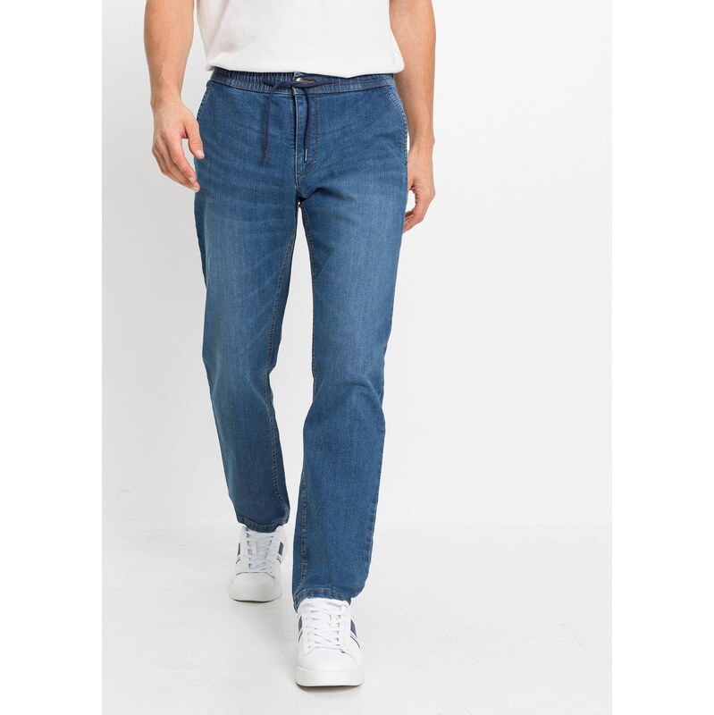 bonprix Lehké džíny bez zapínání a s pružným pasem, Regular Fit,