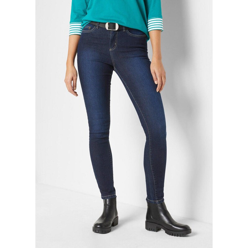 bonprix Skinny džíny Mid Waist, strečové modrá Žena
