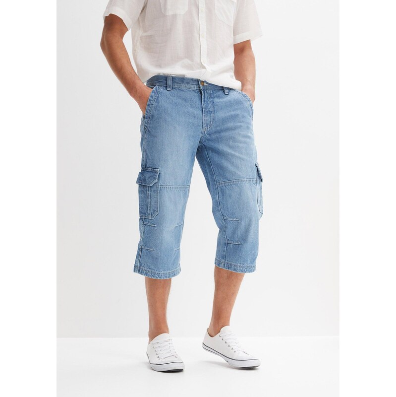 bonprix 3/4 cargo džíny Regular Fit, Straight modrá Muž 114211400