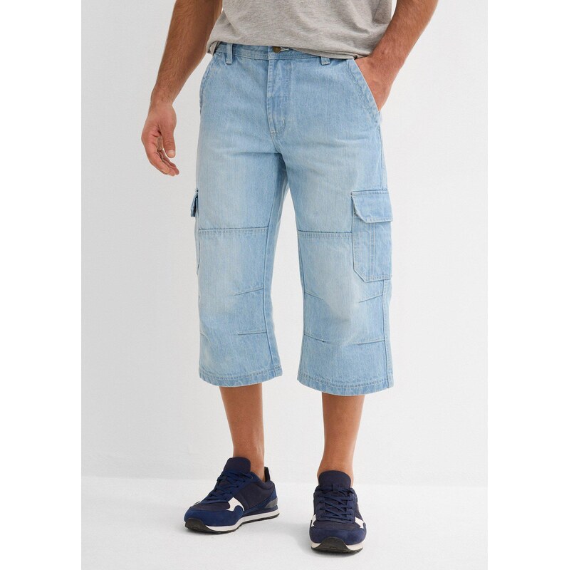 bonprix 3/4 cargo džíny Regular Fit, Straight modrá Muž 114211536