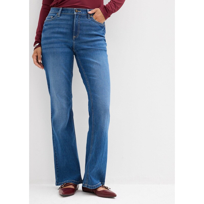bonprix Džíny Bootcut, Mid Waist modrá Žena