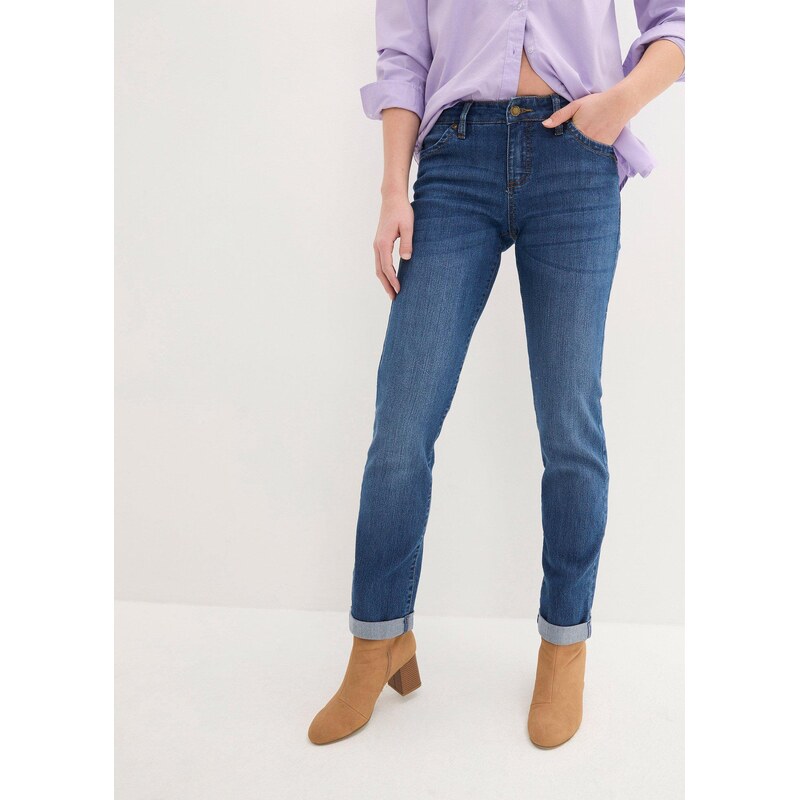 bonprix Strečové džíny Straight, High Waist modrá Žena 115719746