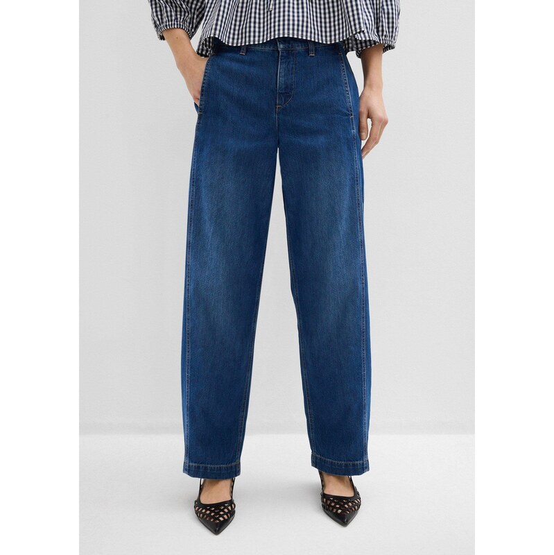 bonprix Džíny Barrel, Mid Waist modrá Žena 114211798