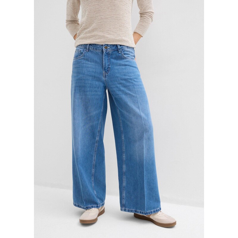 bonprix Džíny Wide Leg, Mid Waist modrá Žena 114211852