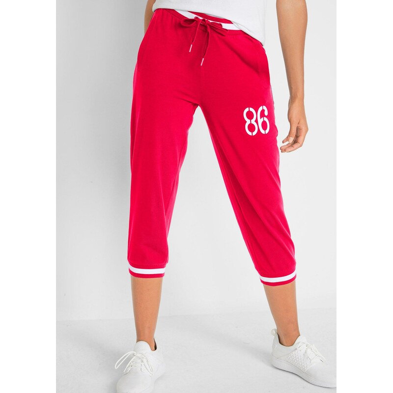 bonprix 3/4 joggingové kalhoty z bavlněné směsi červená Žena 114212157
