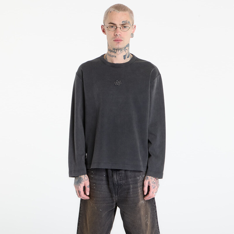 Tričko Filling Pieces Longsleeve Boxy Embroidered Vintage Black