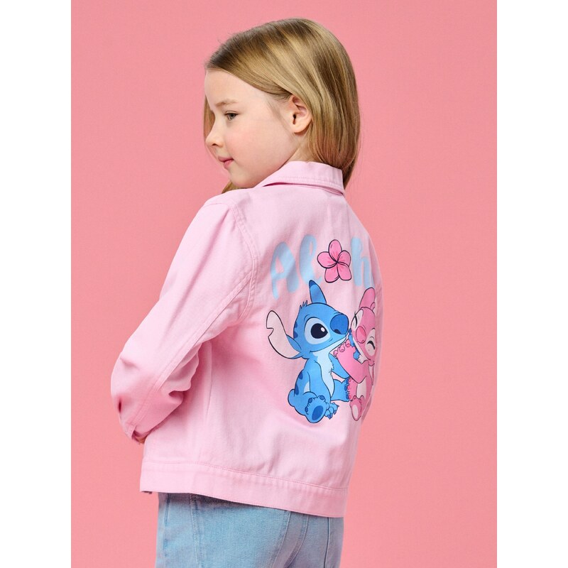Sinsay - Džínová bunda trucker Lilo & Stitch - růžová
