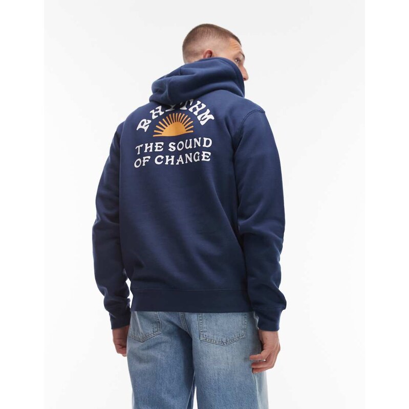 Rhythm Awake hoodie with back print in navy