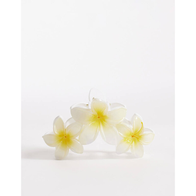 South Beach triple flower hair claw clip in yellow 115517632