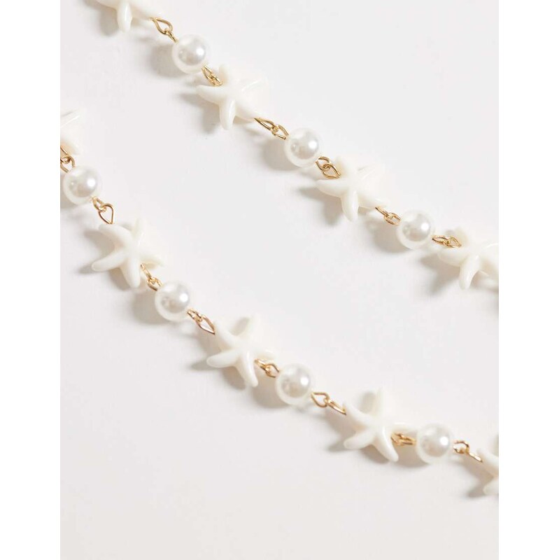 South Beach starfish belly chain in neutral-White