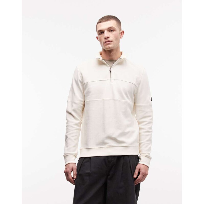 Barbour International Kaspian half zip logo sweatshirt in white 114221883