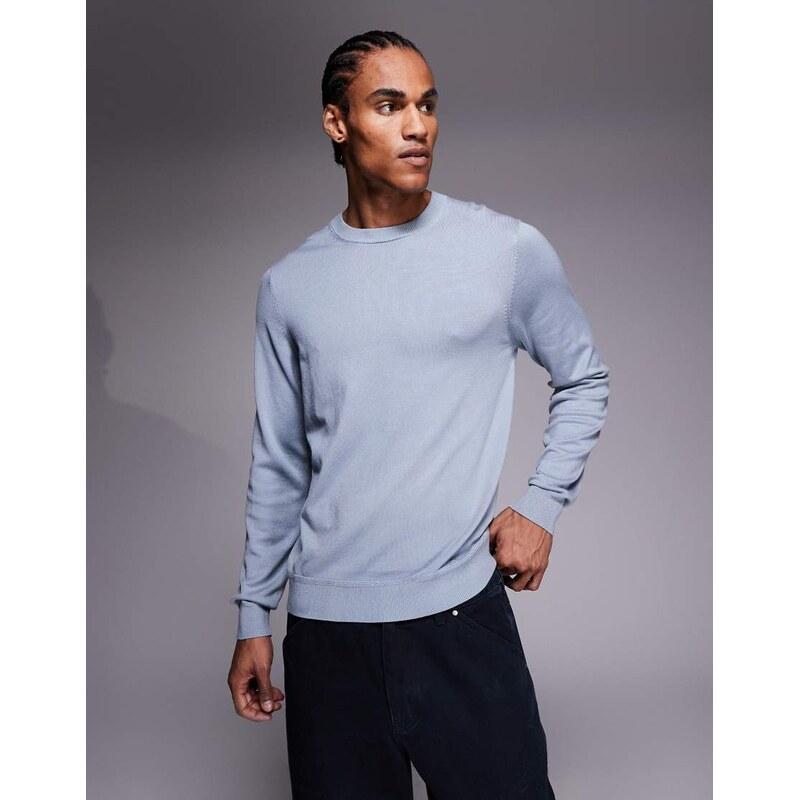 River Island long sleeved crew neck jumper in blue