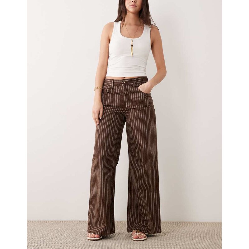 Mango Florchi 100% cotton straight jean in brown stripe
