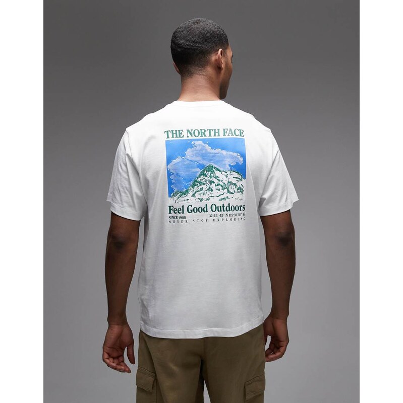 The North Face Mountain Scribble backprint t-shirt in white