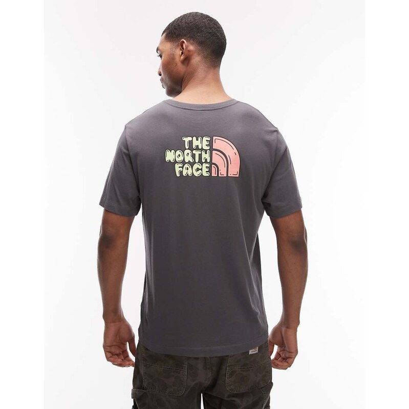 The North Face Bubble logo backprint t-shirt in dark grey