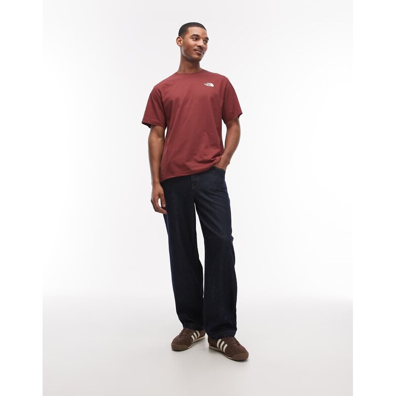The North Face Mountain Sketch backprint t-shirt in burgundy-Red