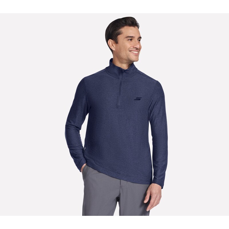 Skechers Muži GO DRI All Day 1/4 Zip v Tmave Modrá/Sedá,