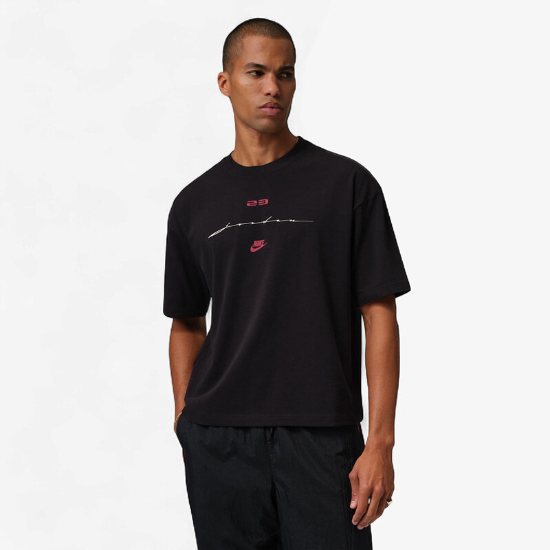 Tričko Jordan Flight Mens Script T-Shirt Black/ Gym Red XS