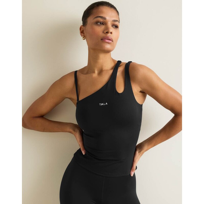 TALA Skinluxe asymmetrical vest in shadow black - BLACK