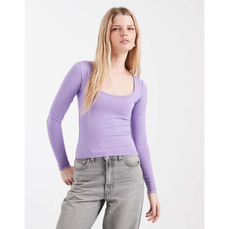 Cotton On sweetheart long sleeve in violet crush-Purple 114221874