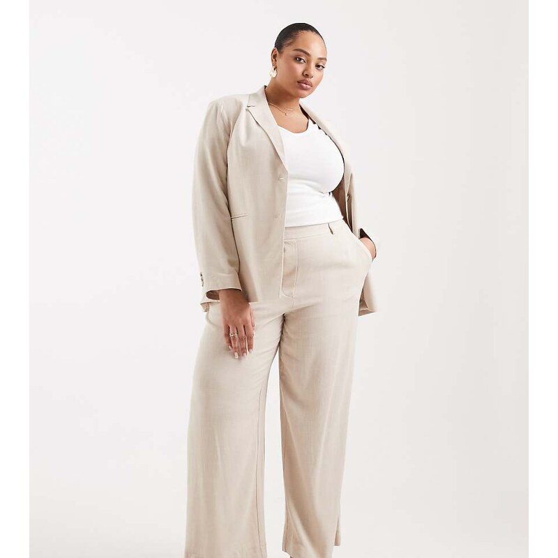 Pieces Plus Pieces Curve wide leg tailored trouser co-ord in