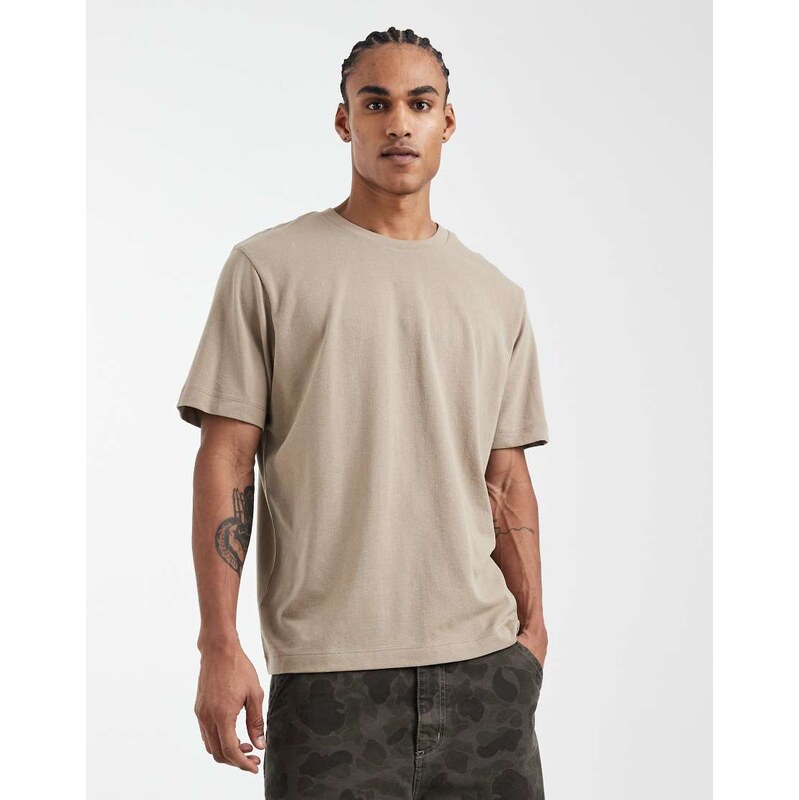 JJ Rebel heavyweight textured t-shirt in beige-Neutral