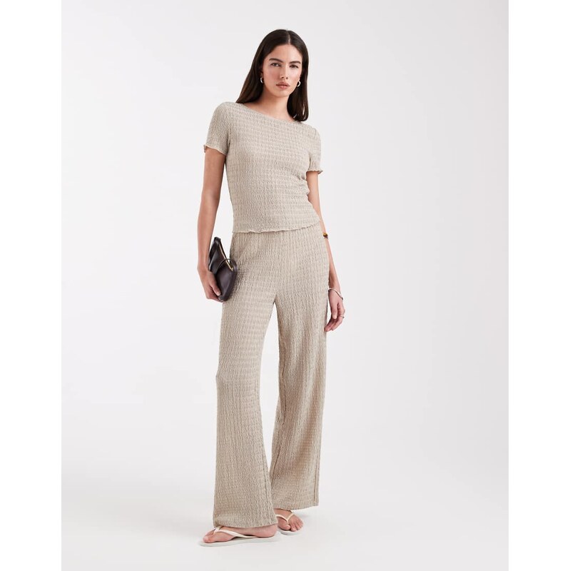 ONLY textured trousers co-ord in stone-Neutral