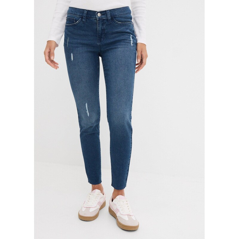 bonprix Zkrácené Skinny džíny, Mid Waist modrá Žena 15010484