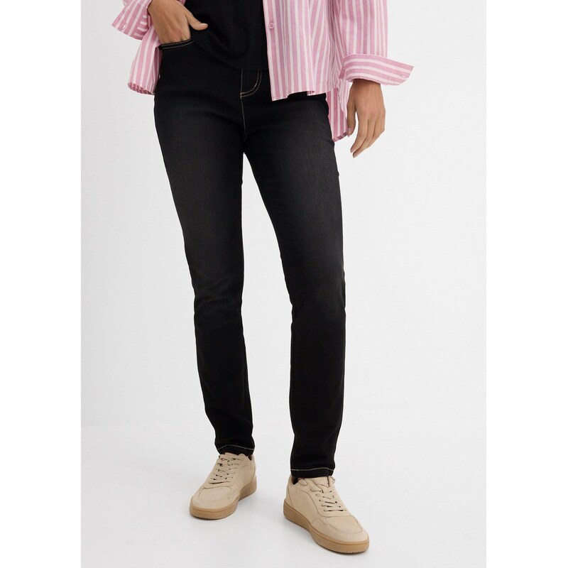 bonprix Super strečové džíny Slim Fit, High Waist černá Žena 15095246