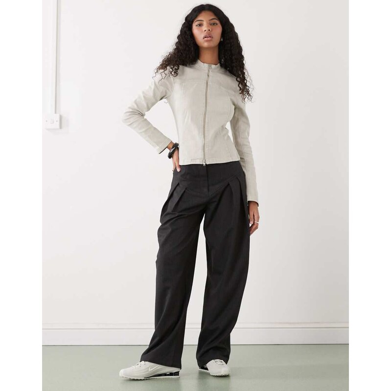 Weekday fitted zip through jacket in light mole-Brown