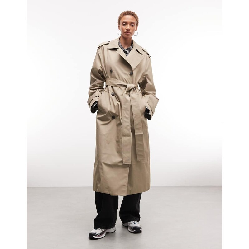Weekday oversized trench coat in beige-Brown 114221894