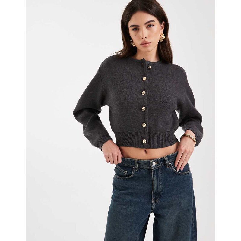 River Island structured sleeve cardigan in grey