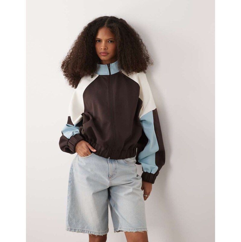 ASOS DESIGN interlock funnel neck zip through jacket co-ord with