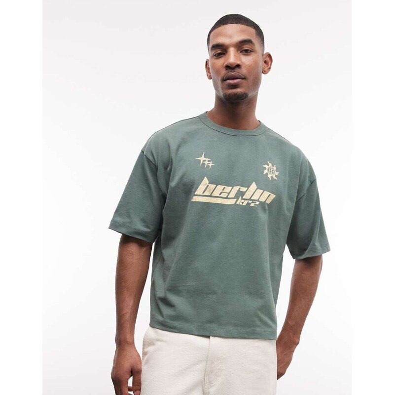 ASOS DESIGN heavyweight boxy oversized t-shirt with Berlin