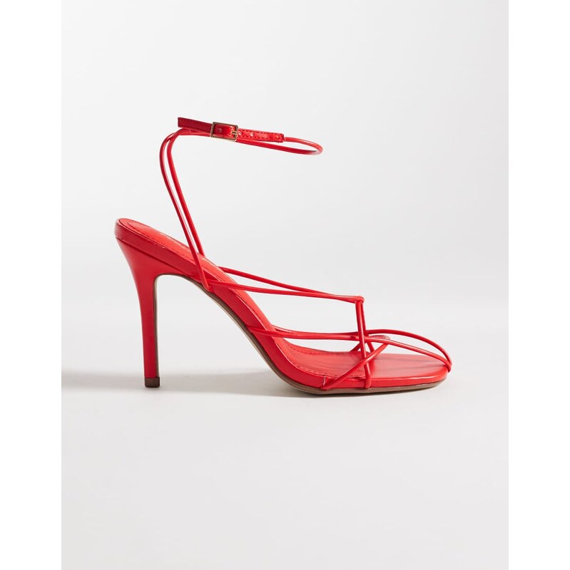 Public Desire Calico strappy heeled sandals in red
