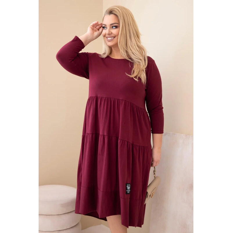 K-Fashion Dámská bavlněná sukýnka Plus Size s volány a ohrnutým