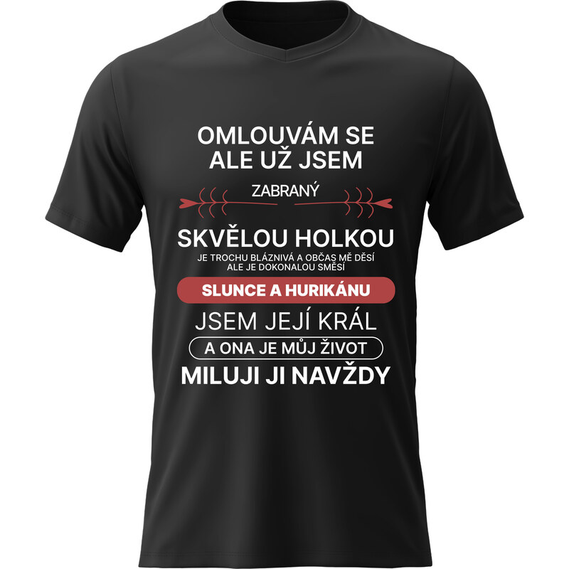 Pánské bavlněné tričko s potiskem - ZABRANÝ SKVĚLOU HOLKOU -