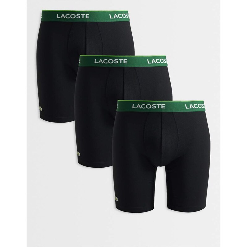 Lacoste 3 pack green waistband boxer briefs in black