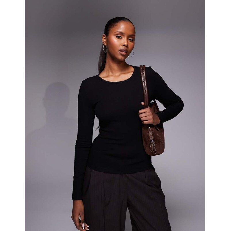 River Island cotton fitted t-shirt in black