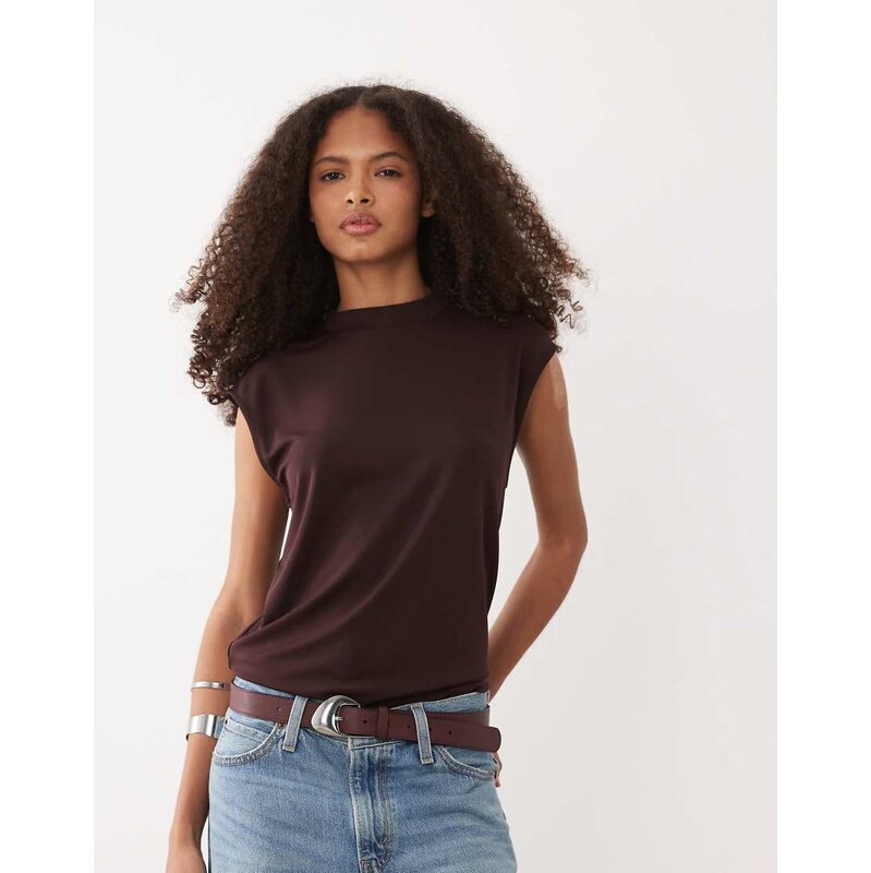 Mango sleeveless asymmetric top in fig-Purple 114969634
