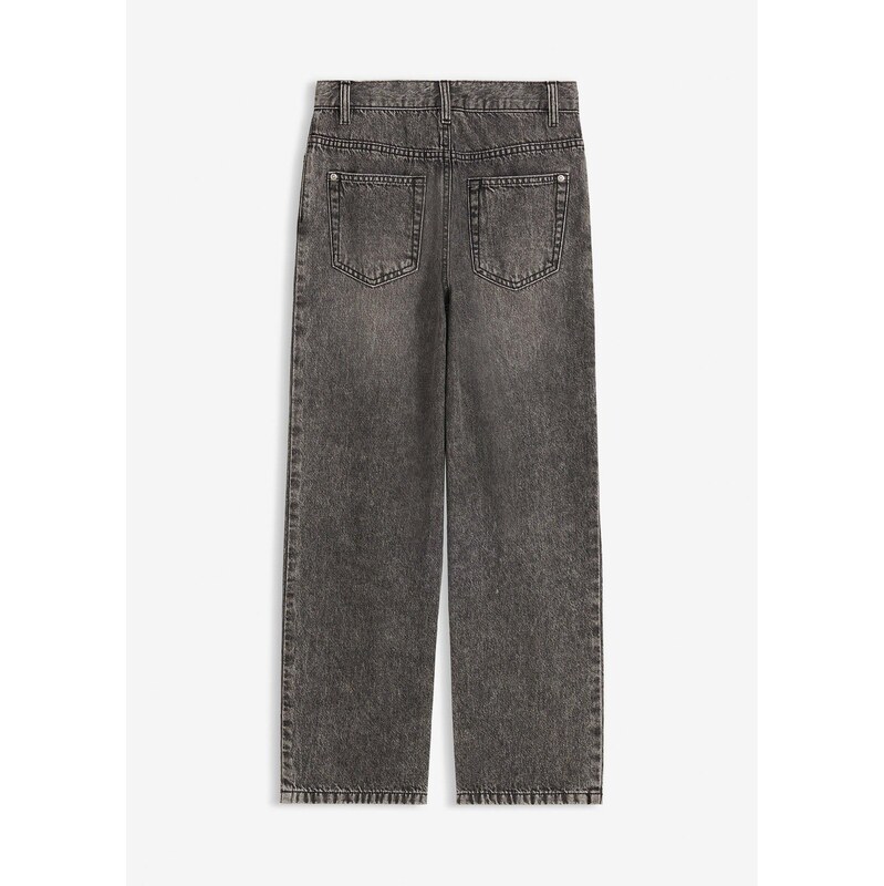 bonprix Džíny Loose Fit s nastavitelným pasem, Straight černá