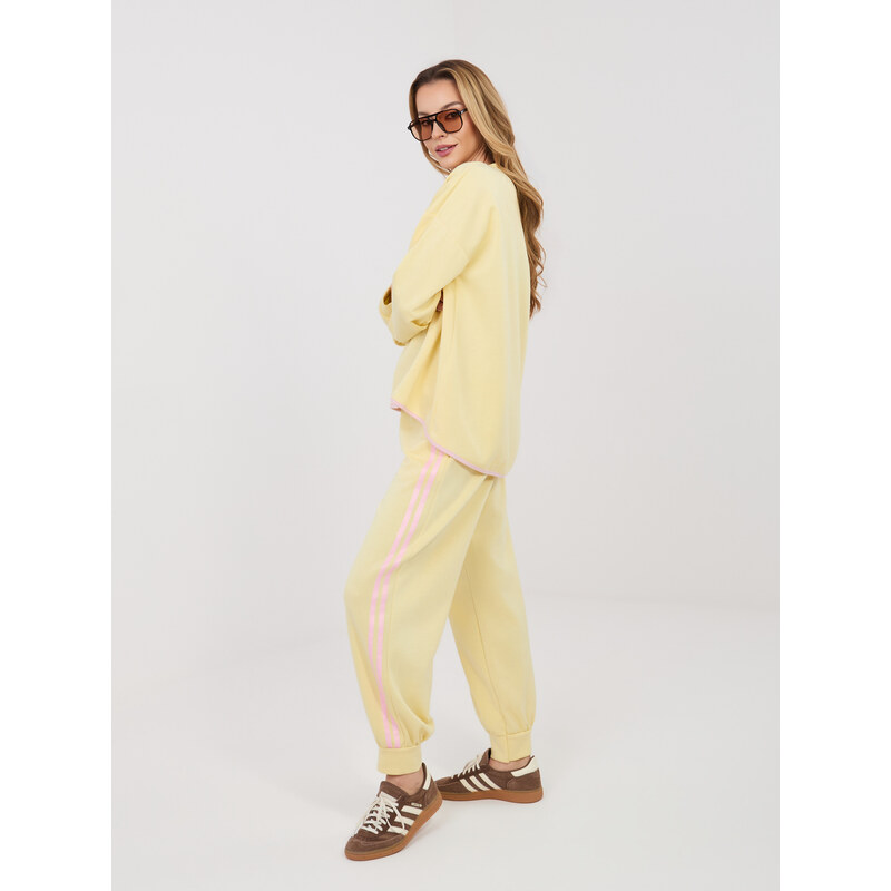 RUE PARIS Pastelově žlutý komplet s oversize mikinou