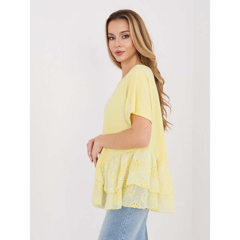 Italy Moda Žlutá oversize halenka s baskinkou