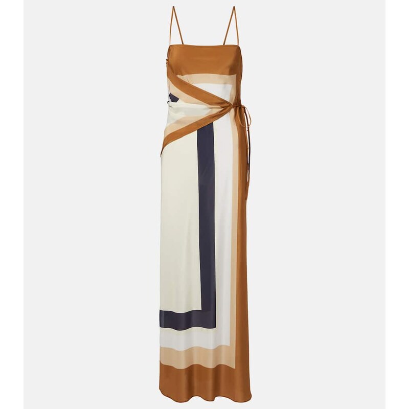 SIR Printed silk maxi dress