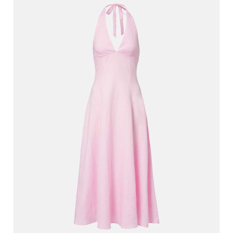Faithfull Marais halterneck linen midi dress