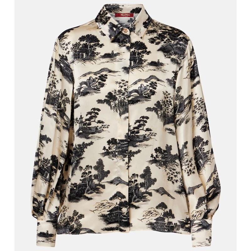 Max Mara Vetro printed silk satin shirt